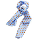 Echarpe en soie 33x140, Gros Pois – Bleu Jean