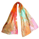 Echarpe en soie 43x160, mousseline de soie Aurore de l’artiste Thuy – Orange