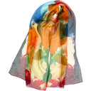 Echarpe en soie 43x160, mousseline de soie Paints de l’artiste Thuy – Orange