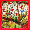 Carré de soie 90, Ibis Rouge de l’artiste Alain Thomas – Laque Rouge