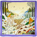 Carré en laine et soie 120 Panthère des neiges de l’Artiste Alain Thomas – Violet