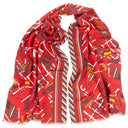 Wool and Silk Scarf 46x180, City Maps Lyon – Red