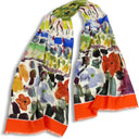 Echarpe en laine et soie 46x180 Jardin de l’artiste Thuy – Orange