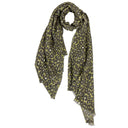 Echarpe en laine et soie 67x180 Léopard – Kaki