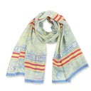 Echarpe en laine et soie 67x180 Toile de Jouy – Bleu Ciel