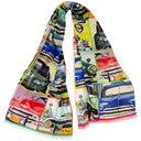 Echarpe en laine et soie 67x180 Puzzle de Carrosseries de l’Artiste Anne Du Planty – Rose