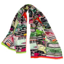 Echarpe en laine et soie 67x180 Puzzle de Carrosseries de l’Artiste Anne Du Planty – Orange