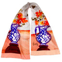 Echarpe en soie 33x140, pongé de soie Bouquets, de l’artiste Thuy – Orange