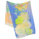 Echarpe en coton et soie 67x180 Florale – Paille Bleu