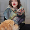 Carré en laine et soie 120 Mary Cassatt La loge – Bleu