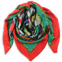 Carré en laine et soie 120 Façades Vénitiennes de l’artiste Anne du Planty – Rouge