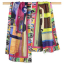 Echarpe en laine et soie 67x180 Carros Americanos de l’artiste Anne du Planty – Fuchsia