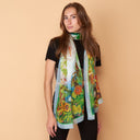 Echarpe en soie 67x180, mousseline de soie Montgolfière, de l’artiste Alain Thomas – Bleu