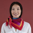 Carré en laine et soie 70, Arbre à 3 branches de l’Artiste Thuy – Orange