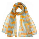 Echarpe en soie 43x140, mousseline de soie Le fil D’Ariane – Bleu Orange