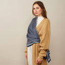 Echarpe en laine et soie 67x180 Dots and squares – Bleu