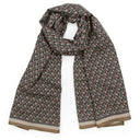 Echarpe en laine et soie 67x180 Dots and squares – Marron