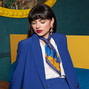 Carré de soie 67, pongé de soie Lyon Presqu’île de l’Artiste Emilie Ettori – Bleu