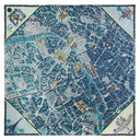 Carré de soie 90, Plan de Paris de l’artiste Emilie Ettori – Bleu