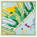 Carré de soie 67, pongé de soie Les Calanques de l’artiste Roxane Campoy – Vert