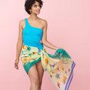 Echarpe en coton et soie 67x180 l’Envolée de l’artiste Roxane Campoy – Beige