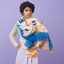 Echarpe en coton et soie 67x180 l’Envolée de l’artiste Roxane Campoy – Orange