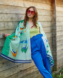 Echarpe en coton et soie 67x180 l’Envolée de l’artiste Roxane Campoy – Vert