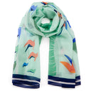 Echarpe en coton et soie 67x180 l’Envolée de l’artiste Roxane Campoy – Vert