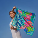 Carré de soie 67, pongé de soie La Serre Tropicale – Bleu