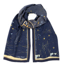 Echarpe en laine et soie 46x180 Les voyages du petit prince – Bleu Marine