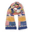 Echarpe en laine et soie 67x180 Patchwork de l’artiste Victoria Ball – Bleu Marine
