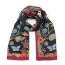 Echarpe en laine et soie 67x180 Butterflies de l’artiste Victoria Ball – Noir