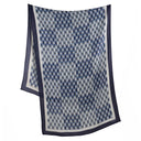 Echarpe en laine et soie 67x180 Damier - Bleu
