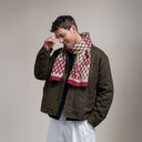 Echarpe en laine et soie 67x180 Damier - Bordeaux