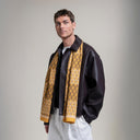 Echarpe en laine et soie 67x180 Damier - Moutarde