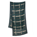 Echarpe en laine et soie 46x180 Carreaux - Vert