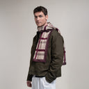 Echarpe en laine et soie 46x180 Carreaux - Bordeaux