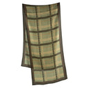 Echarpe en laine et soie 46x180 Carreaux - Kaki
