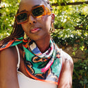 Carré en coton et soie 67 Coconut de l’artiste Caroline Romain Desfossés – Orange