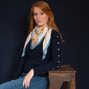 Carré de soie 90, les amis du Petit Prince – Beige