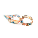 Bracelet doré et Lien en Patchwork Rayures – Orange