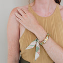 Bracelet doré et Lien en Patchwork Rayures – Vert