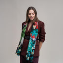 Echarpe en soie 67x180, Passiflore de l'Artiste Lil Sire - Vert