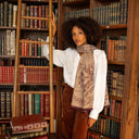 Harry Potter Marauder's Map Wool and Silk Scarf 67x180 - Beige Burgundy