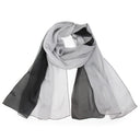 Echarpe en soie 67x180, mousseline de soie ombrée 2 tons – Noir Gris