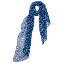 Echarpe en soie 67x180, Léopard – Bleu