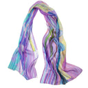 Echarpe en soie 43x160, mousseline de soie Bord de Mer de l’artiste Thuy – Violet