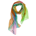 Echarpe en soie 43x160, mousseline de soie Cité Haute de l’artiste Thuy – Vert