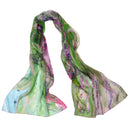 Echarpe en soie 43x160, mousseline de soie Algues de l’artiste Thuy – Vert