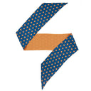 Bandeau de soie 13x140, Gros et mini Pois – Bleu Orange
